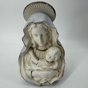 Vintage Madonna & Child Ceramic Planter Cachepot Religious Figurine RB Japan